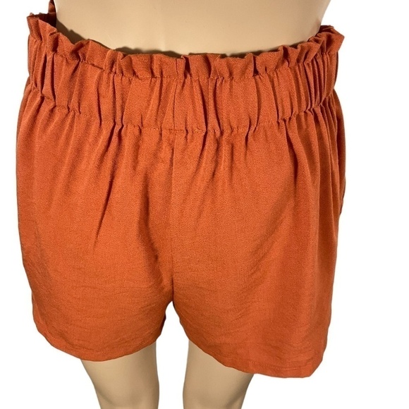 Peach paperbag short Women’s Tie shorts size Large  rust orange - Picture 5 of 10
